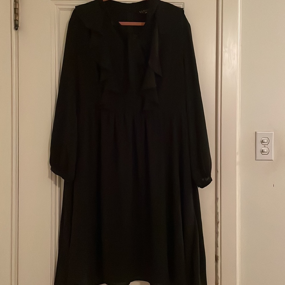 ELOQUII Black ruffle midi dress